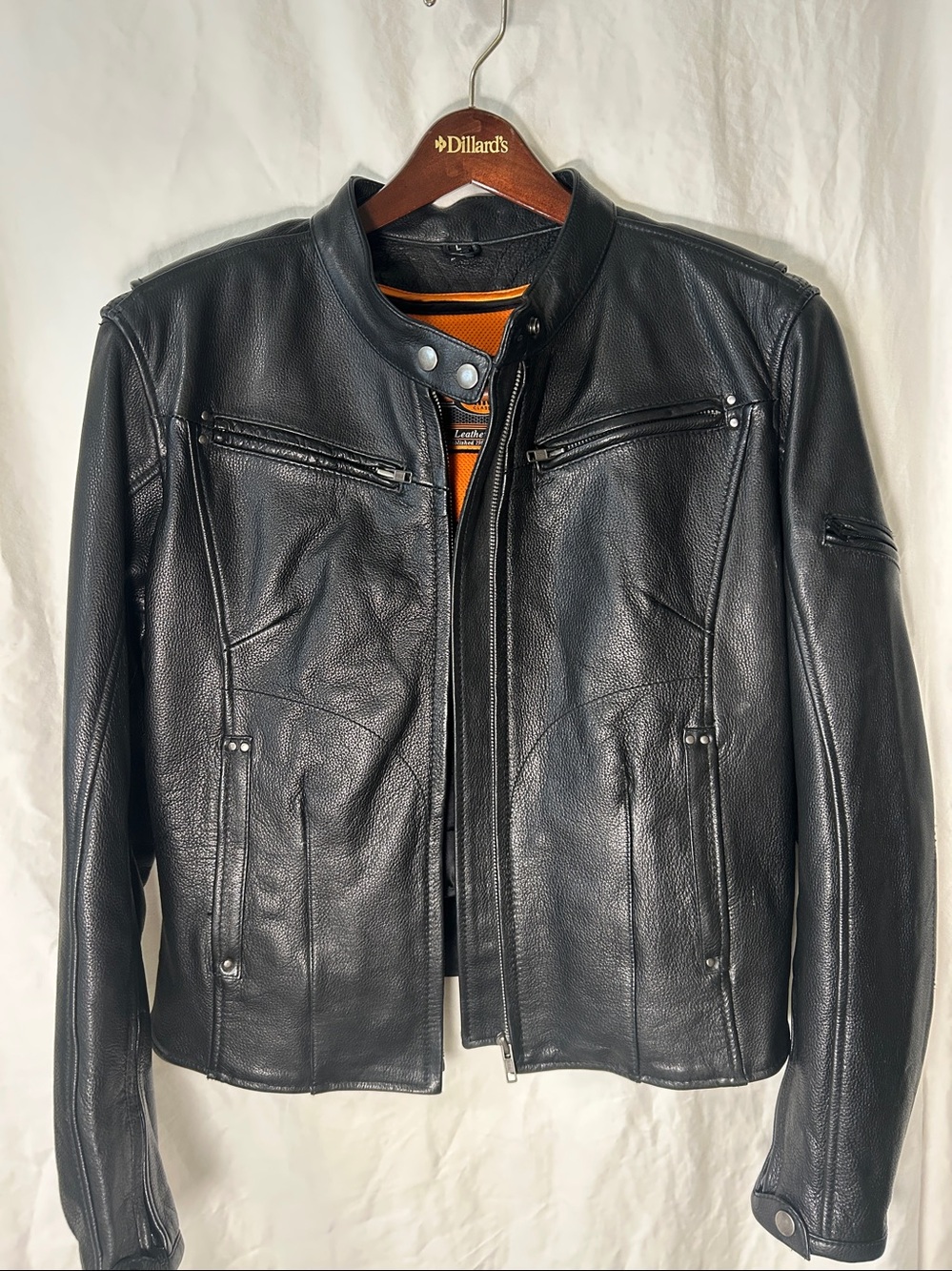 Classic Black Women's Leather Jacket like new Riding Motorcycle